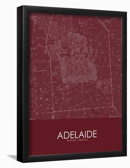 Adelaide, Australia Red Map-null-Framed Poster