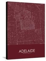 Adelaide, Australia Red Map-null-Stretched Canvas