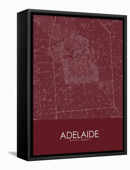 Adelaide, Australia Red Map-null-Framed Stretched Canvas