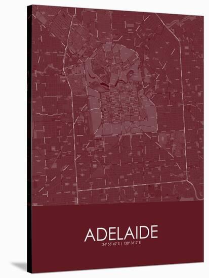 Adelaide, Australia Red Map-null-Stretched Canvas