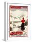 Adelboden, Switzerland - Woman Skier Overlooking Adelboden Poster-Lantern Press-Framed Art Print