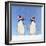 Adelie Penguin Holding Hands Wearing Christmas Hats-null-Framed Photographic Print