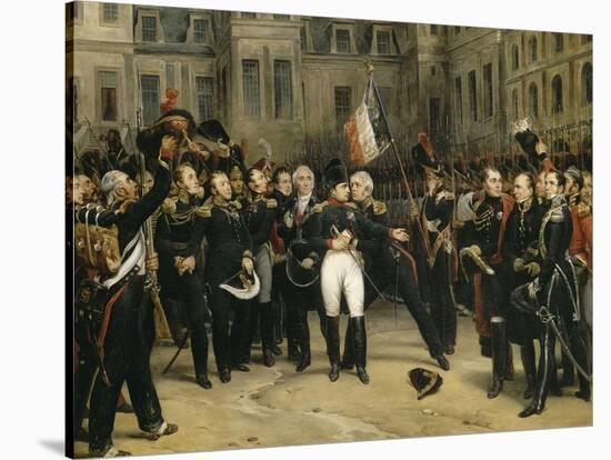 Adieux de Napoléon Ier à la garde impériale dans la cour du cheval blanc du château de-Horace Vernet-Stretched Canvas