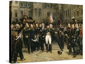 Adieux de Napoléon Ier à la garde impériale dans la cour du cheval blanc du château de-Horace Vernet-Stretched Canvas