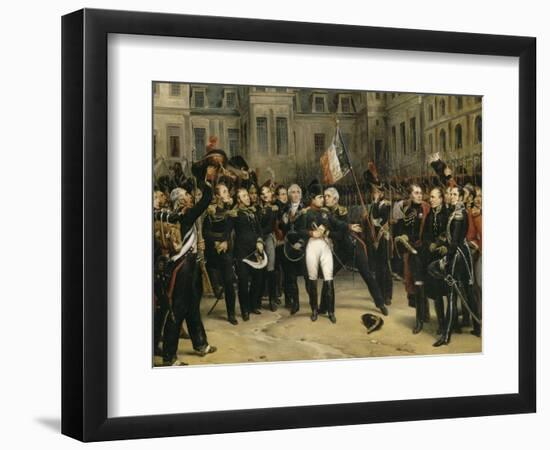 Adieux de Napoléon Ier à la garde impériale dans la cour du cheval blanc du château de-Horace Vernet-Framed Giclee Print