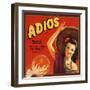 Adios Brand - Canoga Park, California - Citrus Crate Label-Lantern Press-Framed Art Print