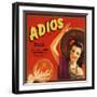 Adios Brand - Canoga Park, California - Citrus Crate Label-Lantern Press-Framed Art Print