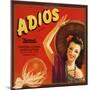 Adios Brand - Canoga Park, California - Citrus Crate Label-Lantern Press-Mounted Art Print