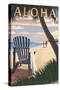 Adirondack Chairs and Sunset - Aloha-Lantern Press-Stretched Canvas