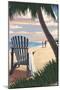 Adirondack Chairs and Sunset-Lantern Press-Mounted Art Print