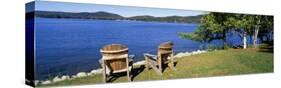 Adirondack Chairs on a Lawn, Fourth Lake, Adirondack Mountains, Adirondack State Park, NY, USA-null-Stretched Canvas