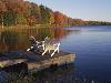 Adirondack Chairs on Dock at Lake-Ralph Morsch-Stretched Canvas