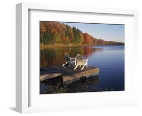 Adirondack Chairs on Dock at Lake-Ralph Morsch-Framed Photographic Print