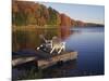 Adirondack Chairs on Dock at Lake-Ralph Morsch-Mounted Photographic Print