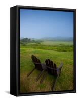 Adirondack Chairs on Lawn at Martha's Vineyard with Fog over Trees in the Distant View-James Shive-Framed Stretched Canvas