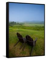 Adirondack Chairs on Lawn at Martha's Vineyard with Fog over Trees in the Distant View-James Shive-Framed Stretched Canvas