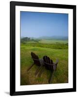 Adirondack Chairs on Lawn at Martha's Vineyard with Fog over Trees in the Distant View-James Shive-Framed Photographic Print