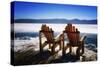 Adirondack Chairs on the Deck-George Oze-Stretched Canvas