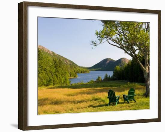 Adirondack Chairs on the Lawn of the Jordan Pond House, Acadia National Park, Mount Desert Island-Jerry & Marcy Monkman-Framed Photographic Print