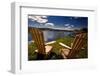 Adirondack Chairs Overlooking Booth Bay Harbor-George Oze-Framed Photographic Print