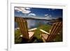 Adirondack Chairs Overlooking Booth Bay Harbor-George Oze-Framed Photographic Print