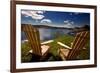 Adirondack Chairs Overlooking Booth Bay Harbor-George Oze-Framed Photographic Print