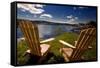 Adirondack Chairs Overlooking Booth Bay Harbor-George Oze-Framed Stretched Canvas
