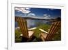 Adirondack Chairs Overlooking Booth Bay Harbor-George Oze-Framed Photographic Print