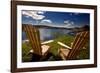 Adirondack Chairs Overlooking Booth Bay Harbor-George Oze-Framed Photographic Print