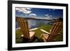 Adirondack Chairs Overlooking Booth Bay Harbor-George Oze-Framed Photographic Print