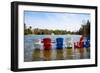 Adirondack Chairs Partially Submerged in the Lake Muskoka, Ontario, Canada-null-Framed Photographic Print