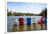 Adirondack Chairs Partially Submerged in the Lake Muskoka, Ontario, Canada-null-Framed Photographic Print