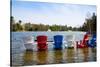 Adirondack Chairs Partially Submerged in the Lake Muskoka, Ontario, Canada-null-Stretched Canvas