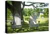 Adirondack Chairs Under A Tree Nature Photo Poster-null-Stretched Canvas