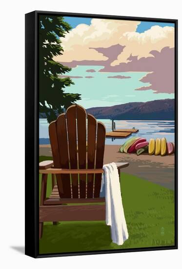 Adirondack Chairs-Lantern Press-Framed Stretched Canvas