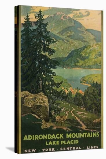 Adirondack Mountains, Lake Placid, Railroad Poster-null-Stretched Canvas
