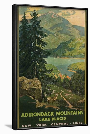 Adirondack Mountains, Lake Placid, Railroad Poster-null-Framed Art Print