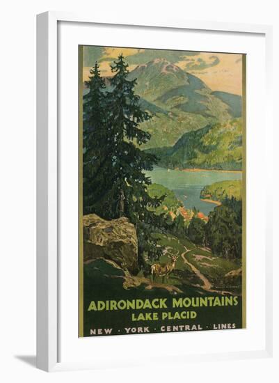 Adirondack Mountains, Lake Placid, Railroad Poster-null-Framed Art Print