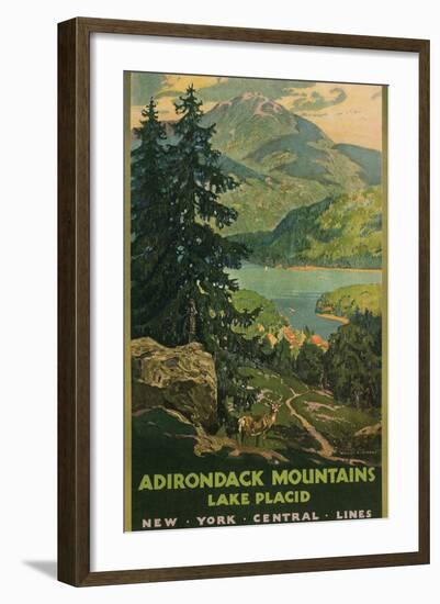 Adirondack Mountains, Lake Placid, Railroad Poster-null-Framed Art Print