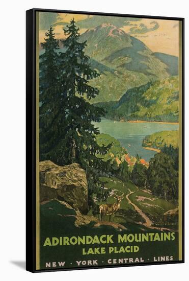 Adirondack Mountains, Lake Placid, Railroad Poster-null-Framed Stretched Canvas