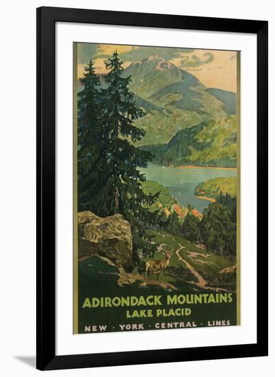 Adirondack Mountains, Lake Placid, Railroad Poster-null-Framed Art Print