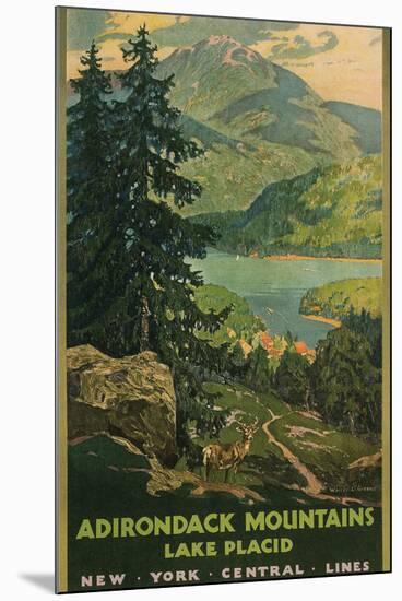 Adirondack Mountains, Lake Placid, Railroad Poster-null-Mounted Art Print