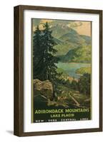 Adirondack Mountains, Lake Placid, Railroad Poster-null-Framed Premium Giclee Print