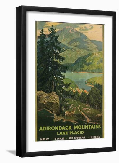 Adirondack Mountains, Lake Placid, Railroad Poster-null-Framed Premium Giclee Print