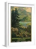 Adirondack Mountains, Lake Placid, Railroad Poster-null-Framed Premium Giclee Print