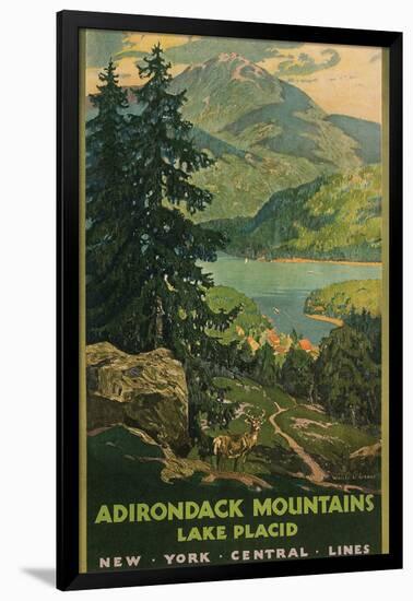 Adirondack Mountains, Lake Placid, Railroad Poster-null-Framed Art Print