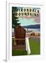 Adirondack Mountains, New York - Adirondack Chair and Lake-Lantern Press-Framed Art Print