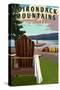 Adirondack Mountains, New York - Adirondack Chair and Lake-Lantern Press-Stretched Canvas