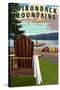 Adirondack Mountains, New York - Adirondack Chair and Lake-Lantern Press-Stretched Canvas