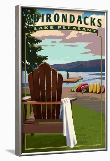 Adirondack Mountains, New York - Lake Pleasant Adirondack Chair-Lantern Press-Framed Art Print